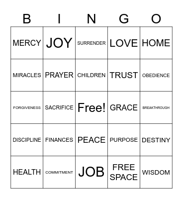 Faith Bingo Card