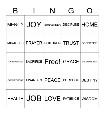 Faith Bingo Card