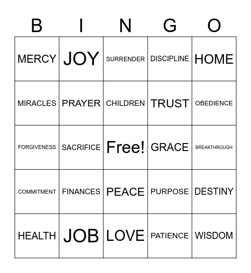 Faith Bingo Card