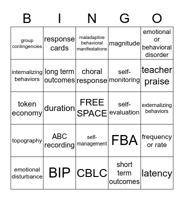 EBD BINGO Card