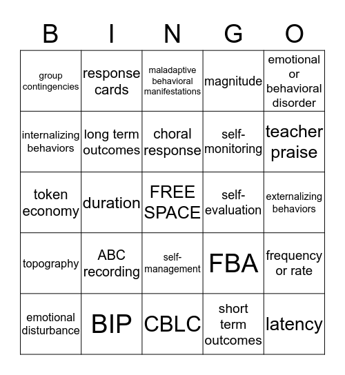 EBD BINGO Card