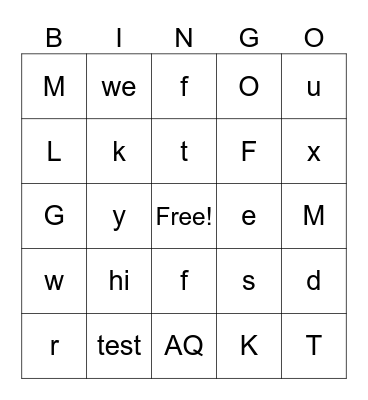 Untitled Bingo Card