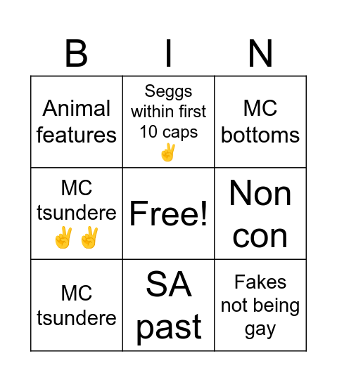 Untitled :vvv Bingo Card