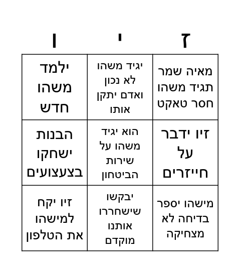 בינגו פילוסופיה Bingo Card