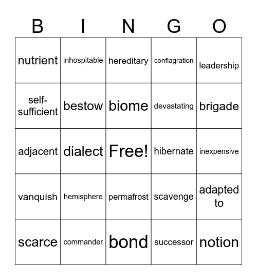 Week 14 Bingo Card