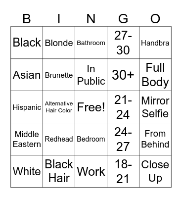 NSFW Pics Bingo Card