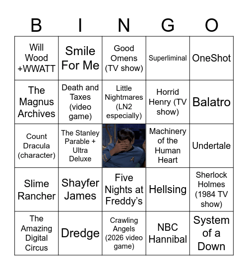🪐 chris’s fandom bingo 💫 Bingo Card
