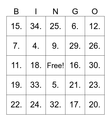 Untitled Bingo Card