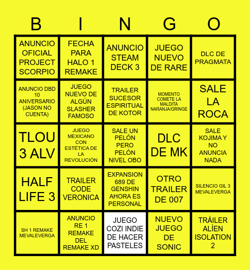 Bingo N64 Bingo Card