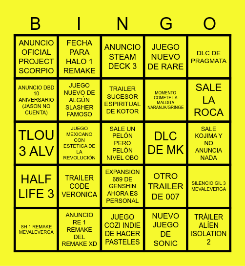 Bingo N64 Bingo Card