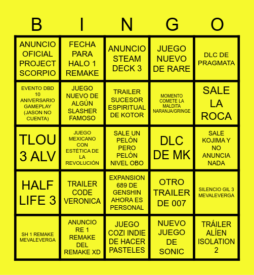 Bingo N64 Bingo Card