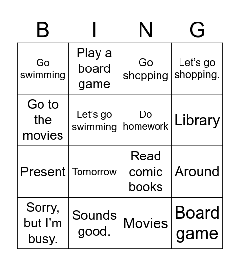 천재함(5) 5. Let's go shopping. Bingo Card