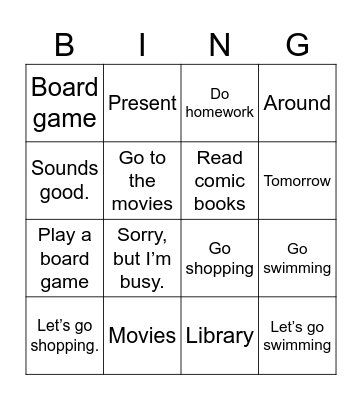 천재함(5) 5. Let's go shopping. Bingo Card