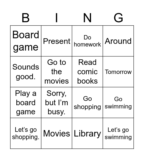 천재함(5) 5. Let's go shopping. Bingo Card