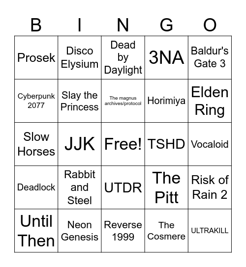 Louis Fandom Bingo Card