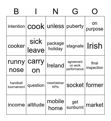 Ilča Bingo Card