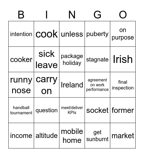 Ilča Bingo Card