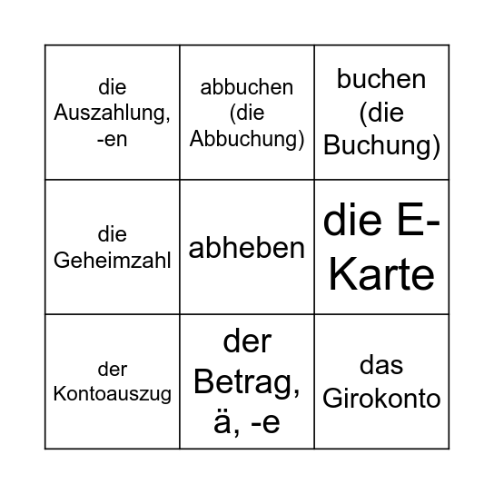 SIN A2.2 Bingo Card