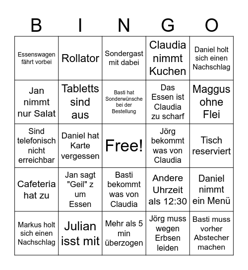 Mittags-Bingo Card