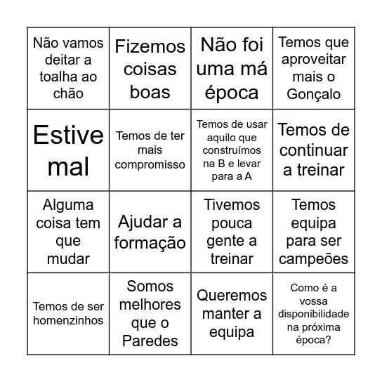 Frases Abrunhosa reunião Bingo Card