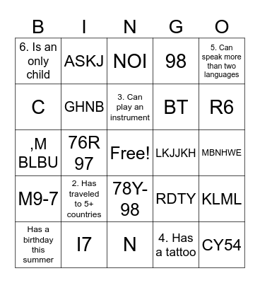 THE CAPS LAB BINGO Card