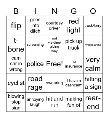 idiots in cars Bingo Card