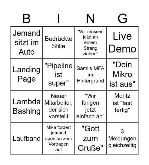 Lage der Nation Bingo Card