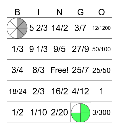 Fractions S John Bingo Card