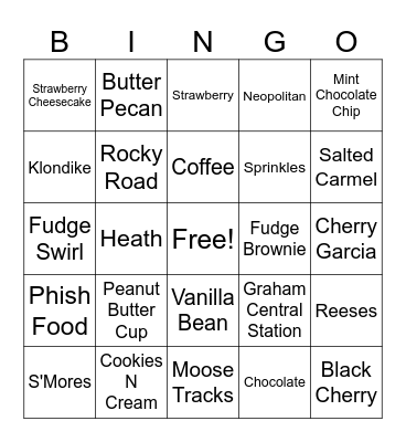 Ice Cream Flavors 🍧 Bingo Card