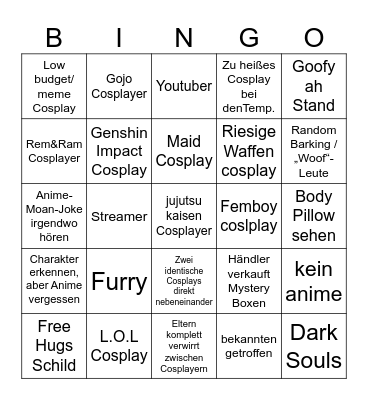 Dokomi Bingo Card