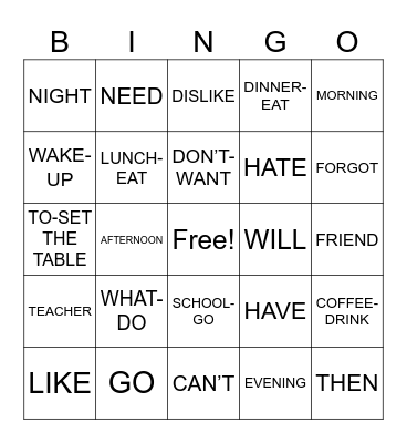 ASL DAILY ROUTINES Bingo Card