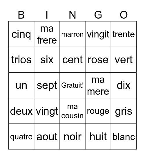 Gerald Gondre Bingo Card