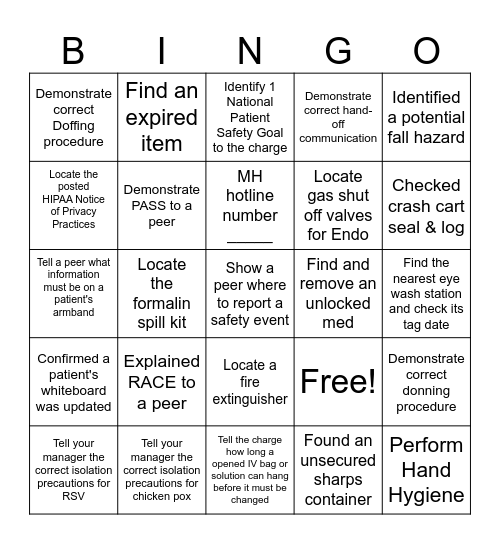 JACHO Bingo Card