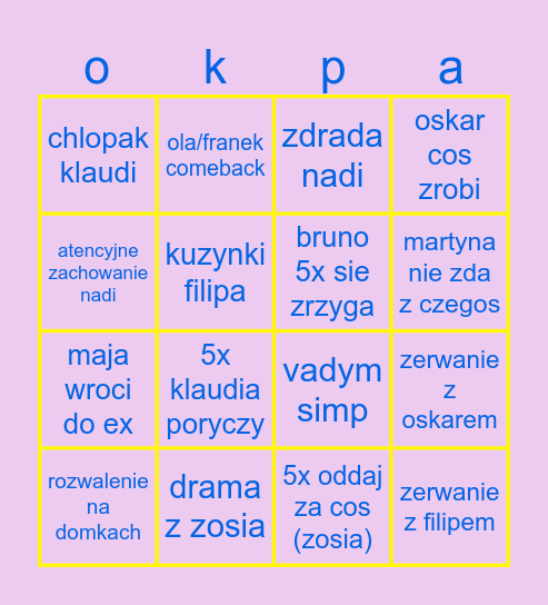 LATO BINGO Card