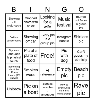 Hinge Bingo Card
