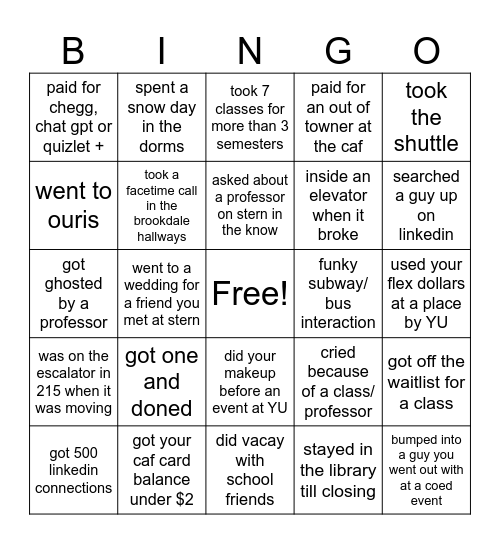 Graduation Bingo! Bingo Card