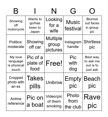Hinge Bingo Card