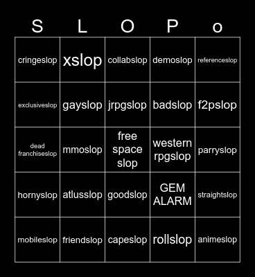 Slopo! Bingo Card