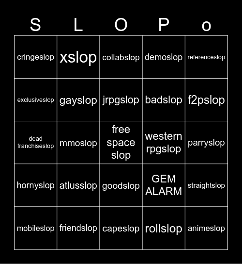 Slopo! Bingo Card