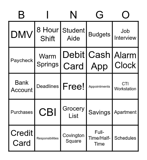 Summer Grow Bingo Card