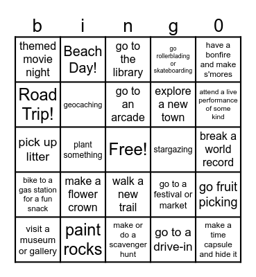 SUMMER 2026 BINGO Card