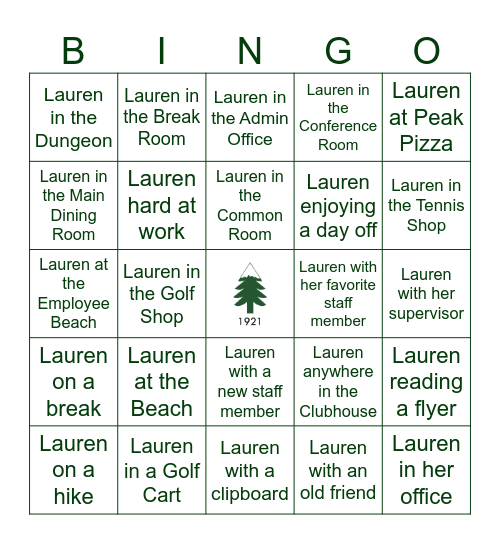 Bald Peak Bingo Card