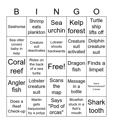 Wild Kratt's Ocean Explorer Bingo Card