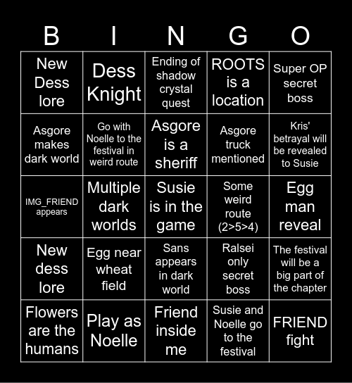 Chapter 5 Predictions Bingo Card