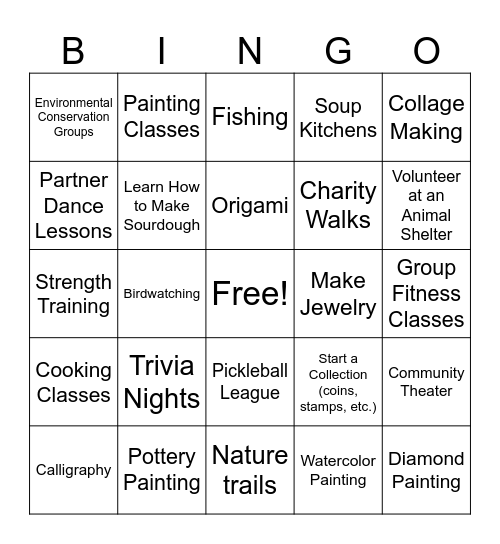 Life Purpose Bingo Card