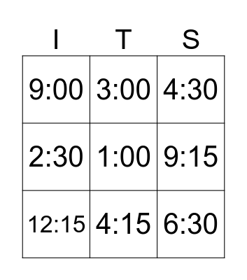 WHAT TIME IS IT? Bingo Card