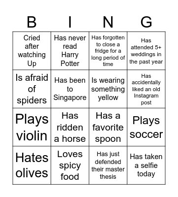 Find someone who... Bingo Card