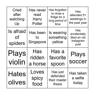 Find someone who... Bingo Card