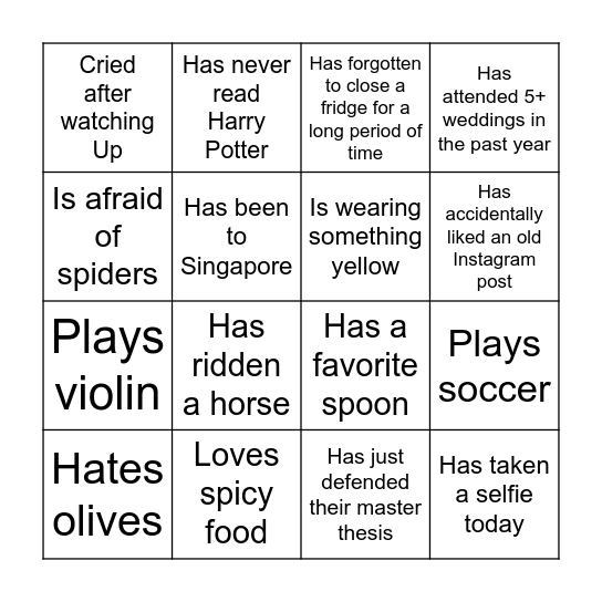 Find someone who... Bingo Card