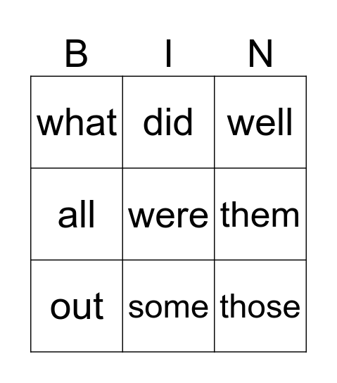 purple, green and yellow Bingo Card